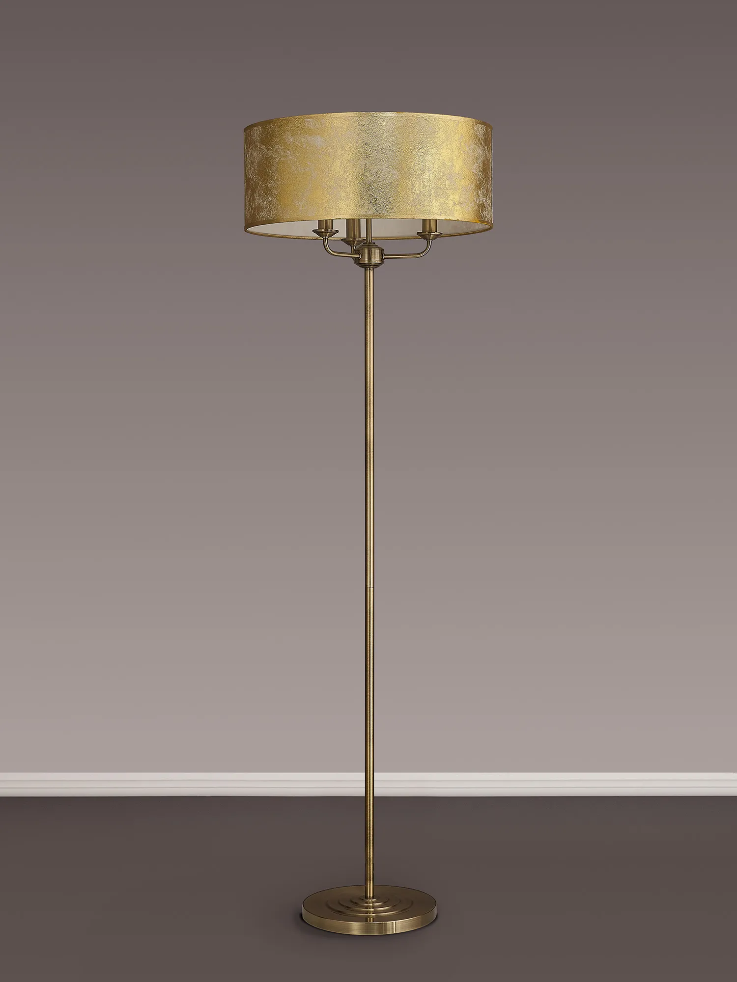 Banyan 45cm 3 Light Floor Lamp Antique Brass; Gold Leaf DK0919  Deco Banyan AB GL